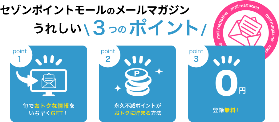 �Z�]���|�C���g���[���̃��[���}�K�W�����ꂵ��3�̃|�C���g [point1]�{�ł��g�N�ȏ�����������GET�I [point2]�i�v�s�Ń|�C���g�����g�N�ɒ��܂���@ [point3]�o�^�����I